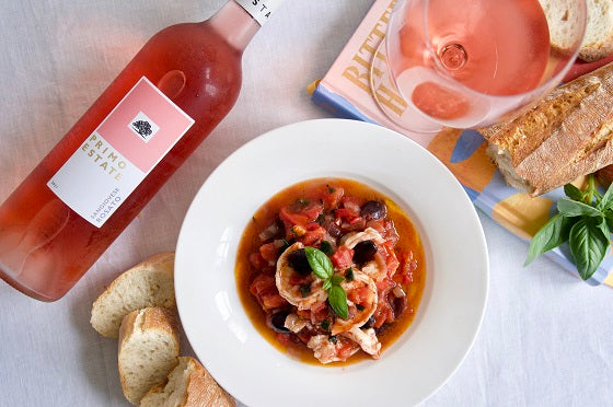 Prawns with Tomato and Black Olive