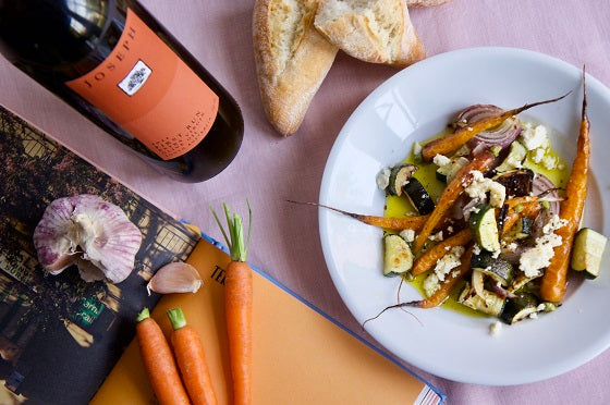 Roasted Carrots with Zucchini and Feta