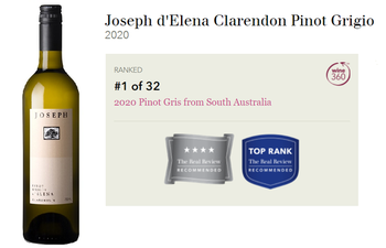 The JOSEPH d'Elena has been rated #1 Pinot Gris in South Australia!