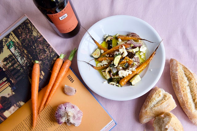 Roasted Carrots with Zucchini and Feta