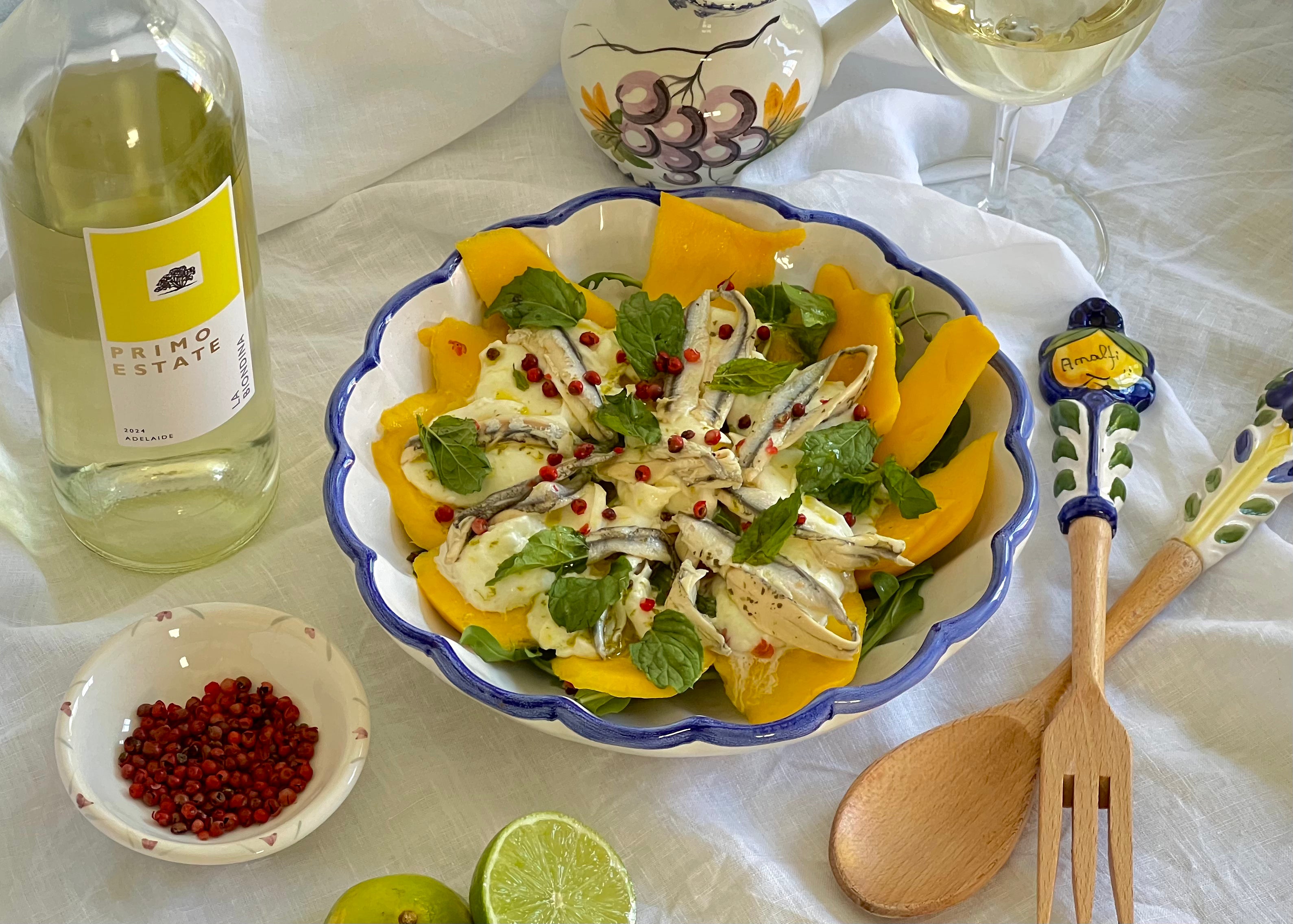 Mango, Buffalo Mozzarella, and Anchovy Salad